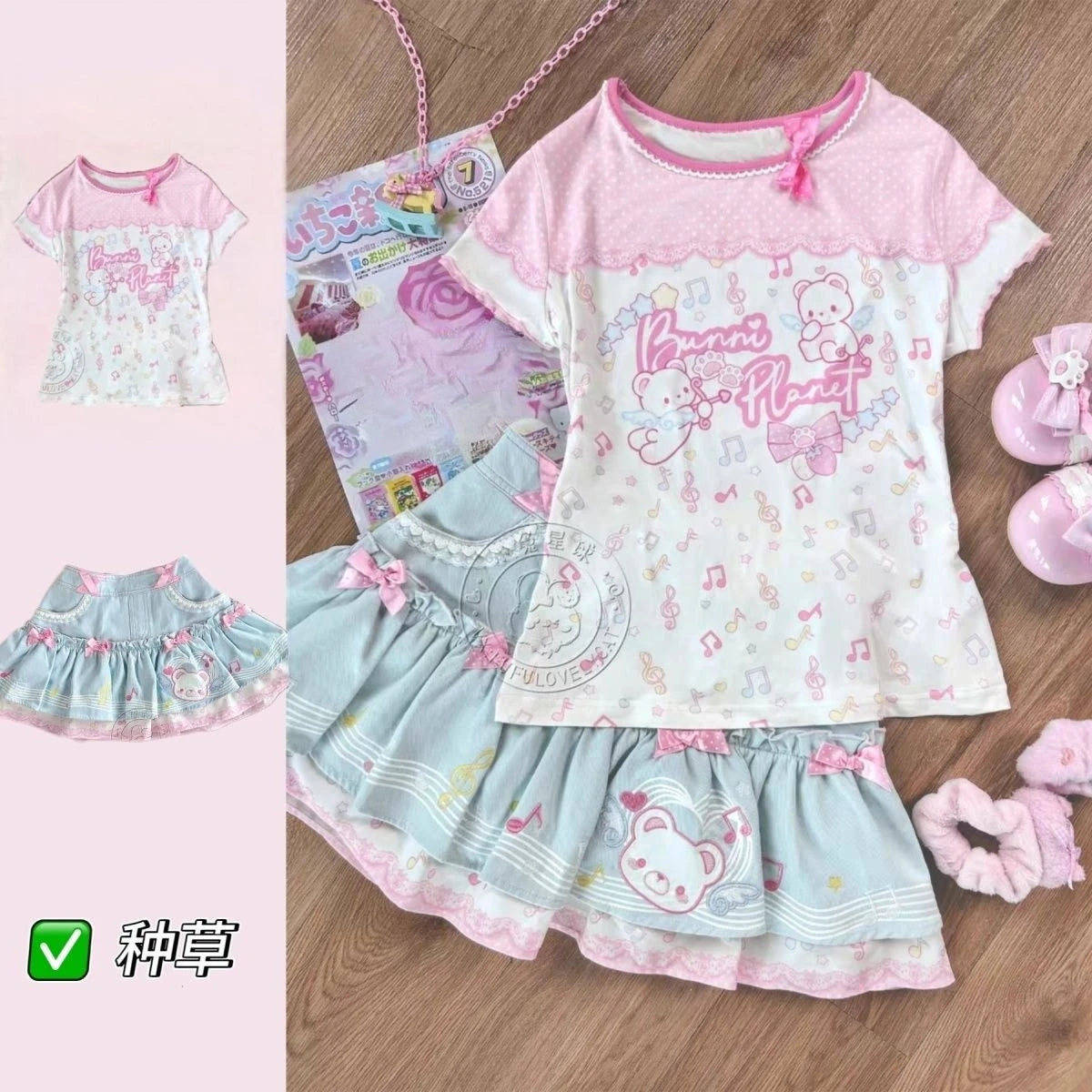 Sweet Memories Cartoon Tee & Bow Skirt — A Love-Stitched Duo for Mom & Daughter