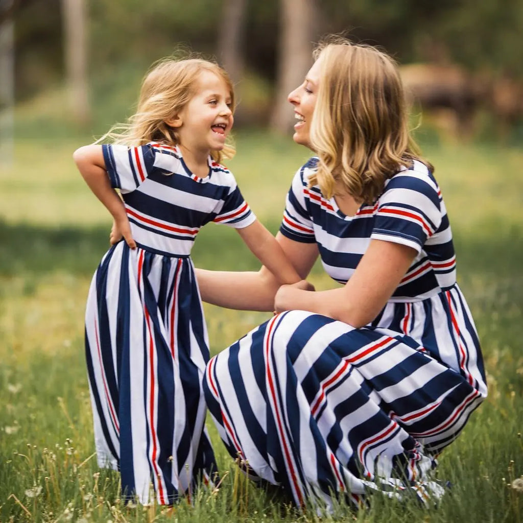 Sunshine Stripes Matching Suit — A Memory-Building Short Sleeve Set for Mom & Daughter