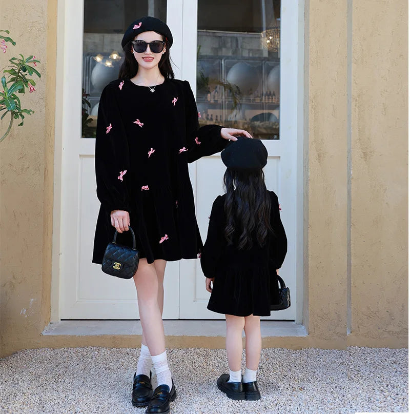 Velvet Embrace Bow Dress — A Memory-Building Sweet Set for Mom & Daughter