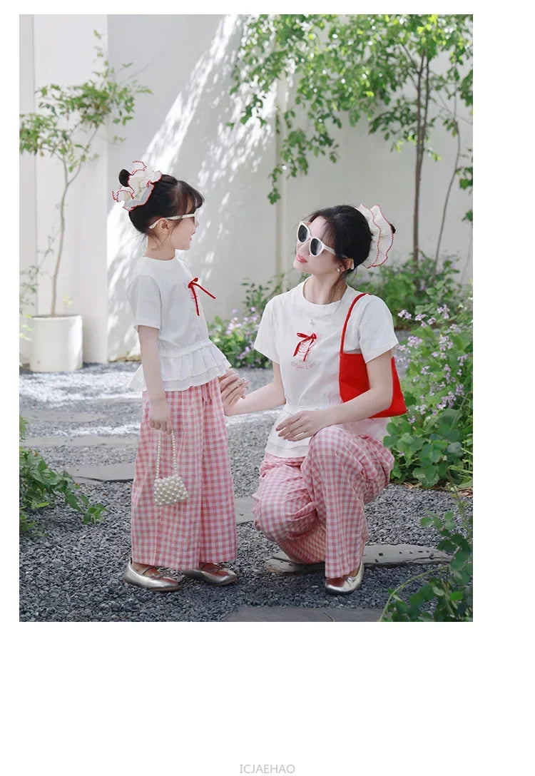 Peaceful Getaway Checkered Set — A Memory-Building Summer Vacation Suit for Mom & Daughter
