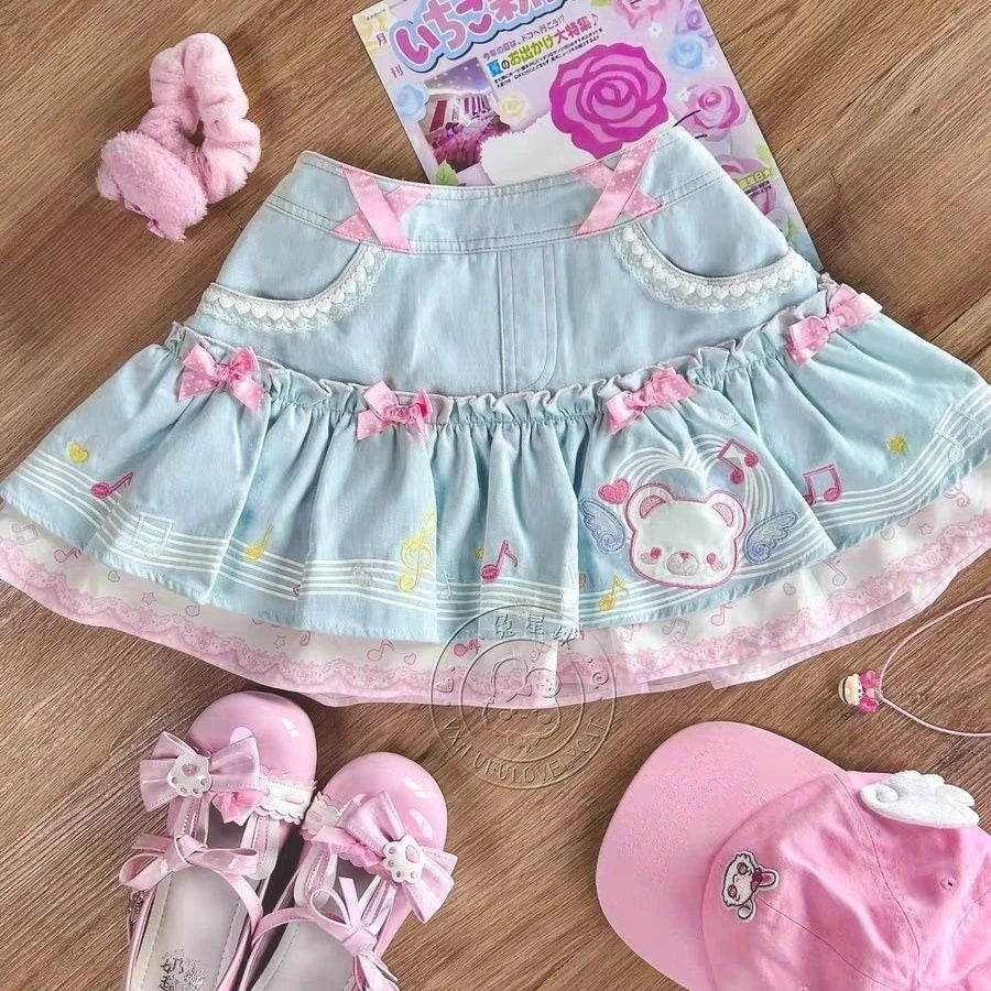Sweet Memories Cartoon Tee & Bow Skirt — A Love-Stitched Duo for Mom & Daughter