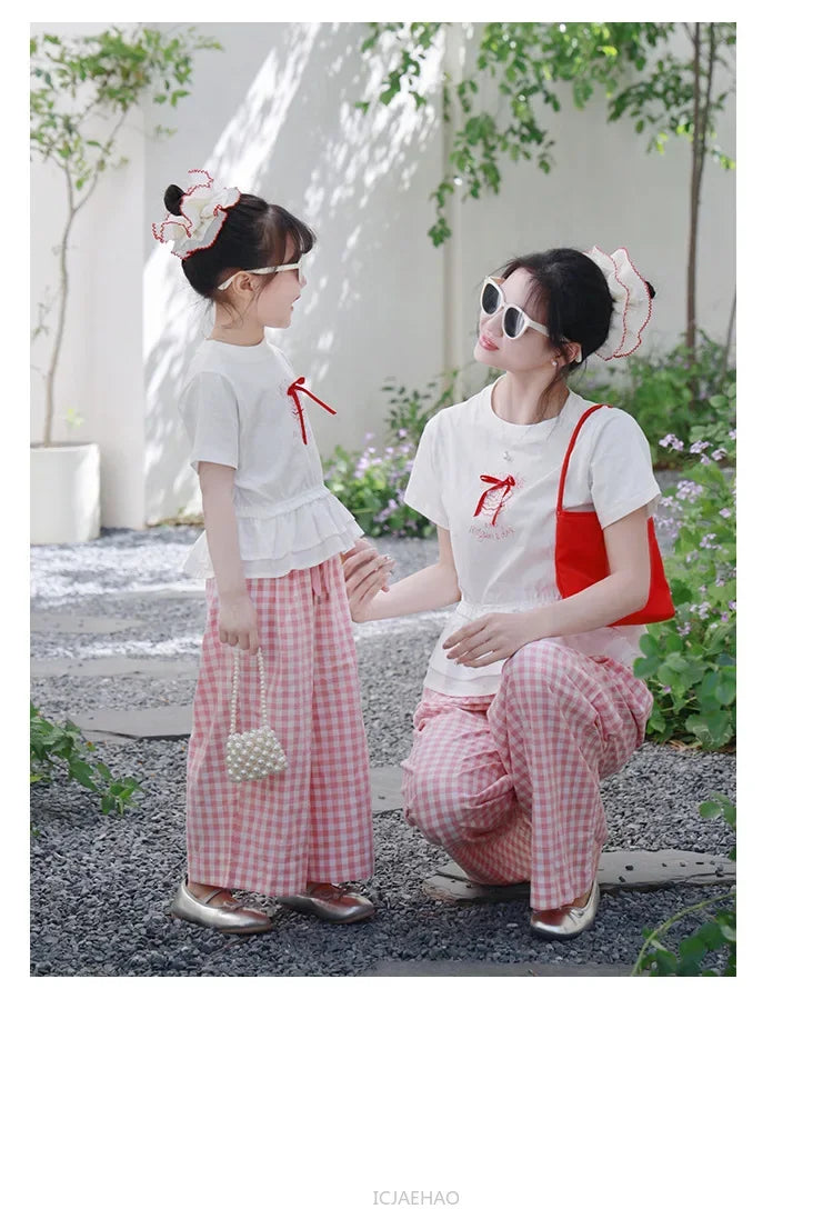 Peaceful Getaway Checkered Set — A Memory-Building Summer Vacation Suit for Mom & Daughter