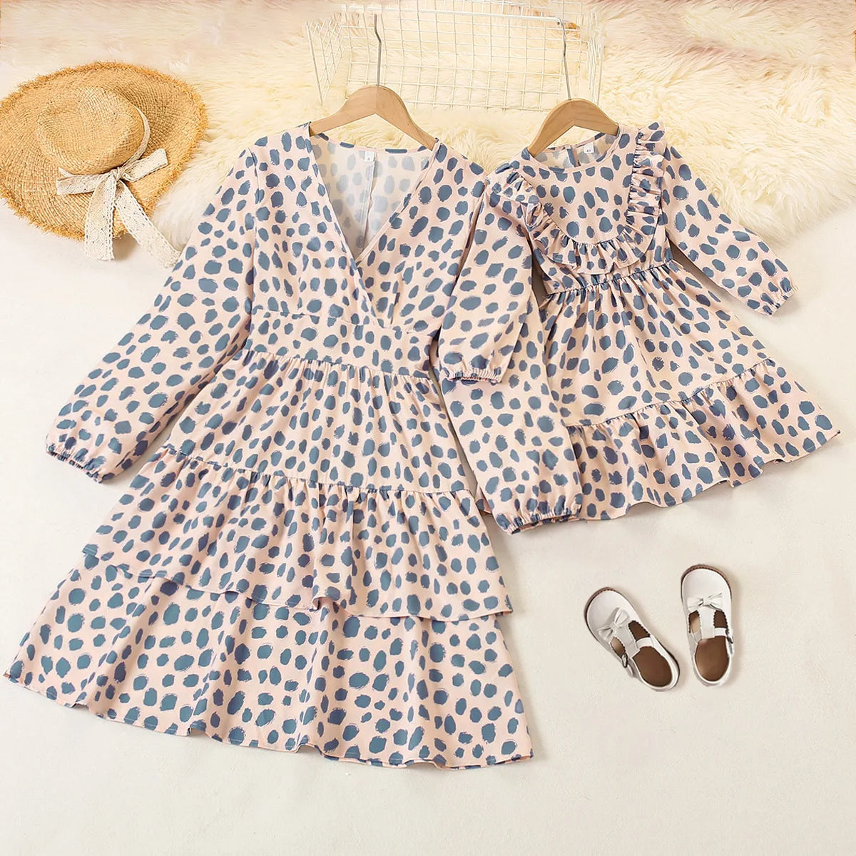 Autumn Bonds Polka Dot Dress — A Memory-Building Long Sleeve Look for Mom & Child